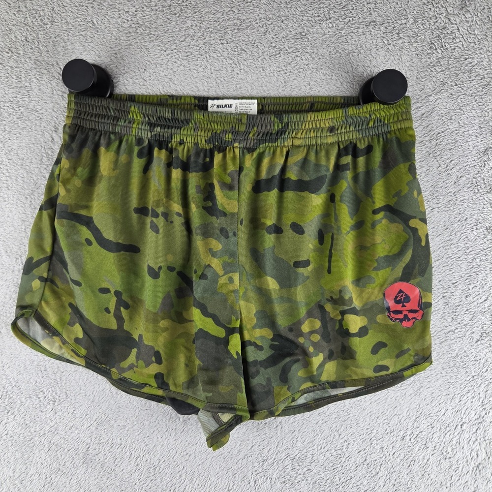 Zero Foxtrot ZF Silkies Green Red Skull Running Athletic Shorts Mens S